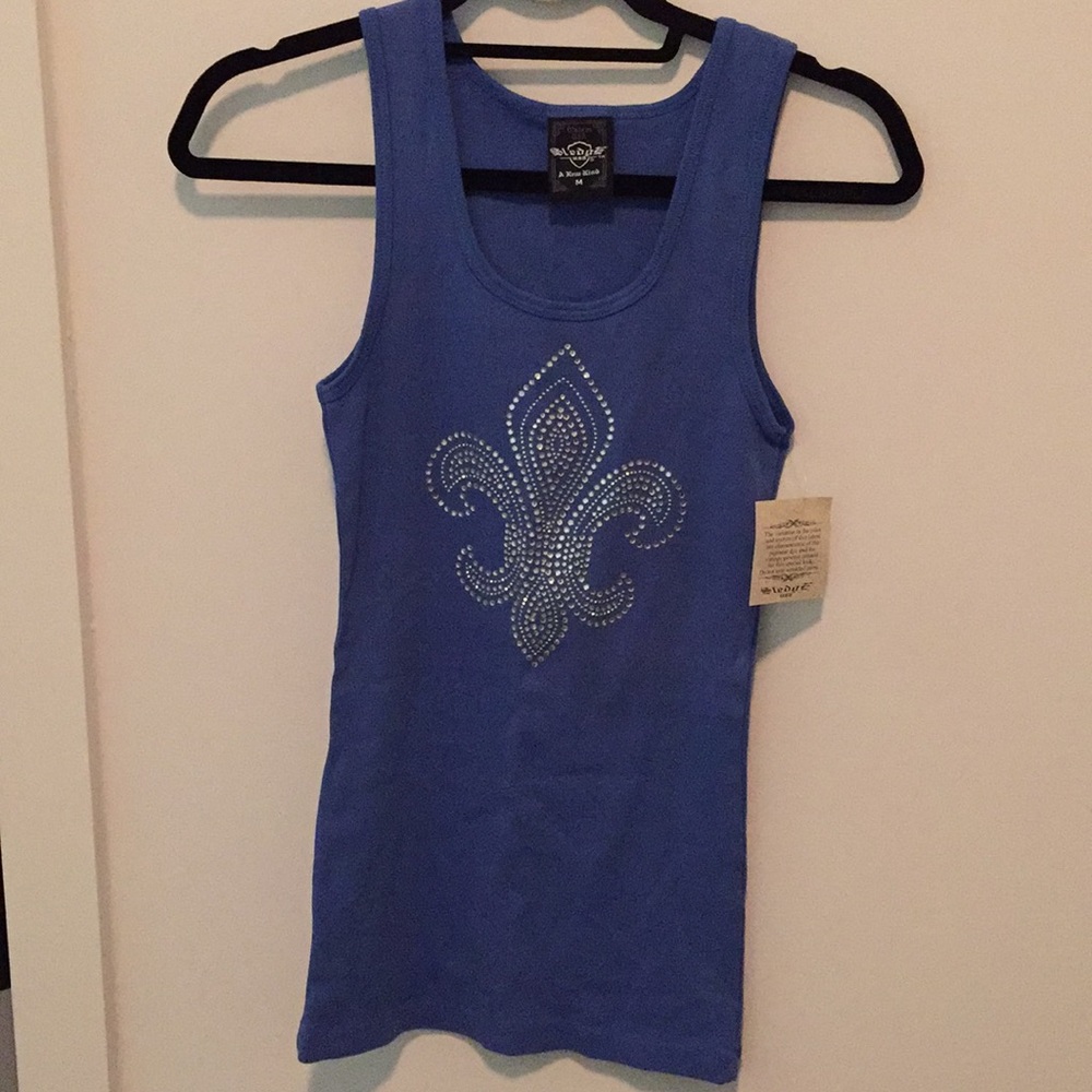 Blue fleur de lis tank top